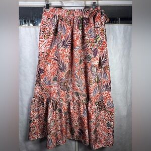 Rachel Zoe Ruth Floral Boho Side Tie Waist Maxi Skirt Silk Like Feel Size S